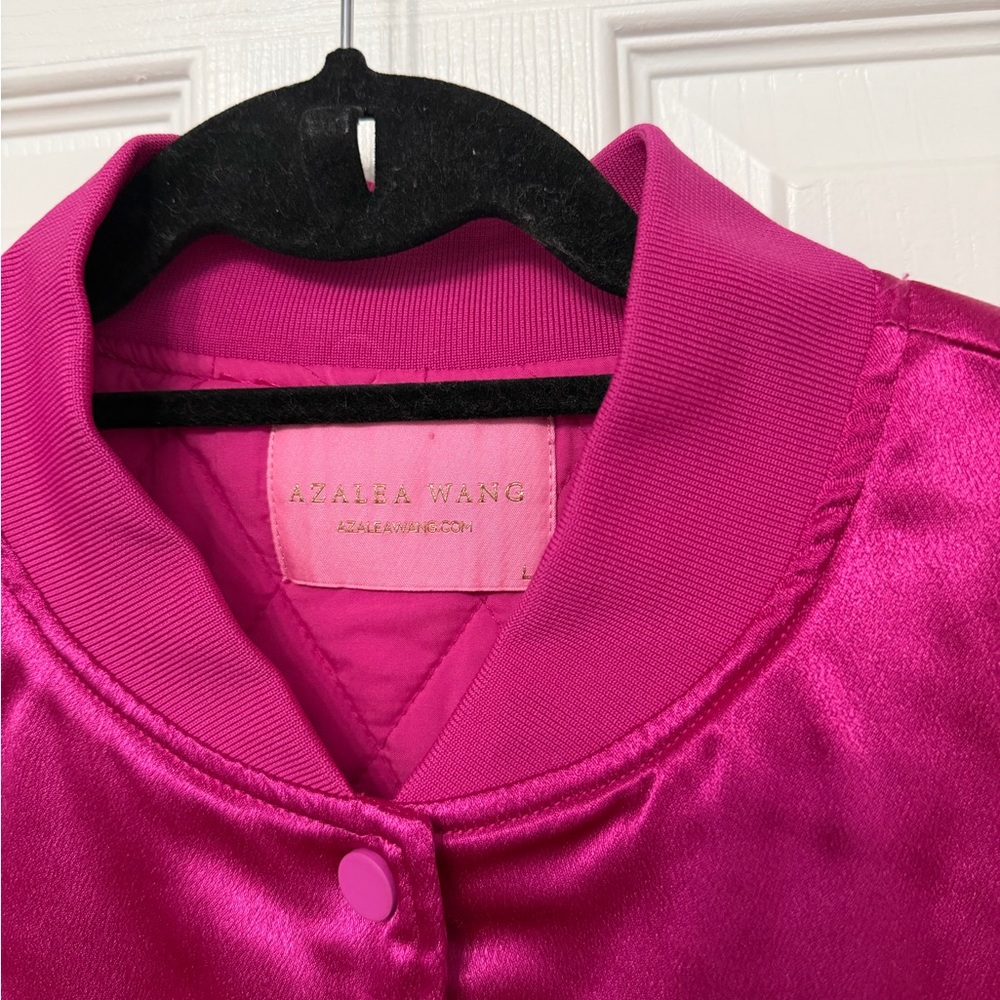 Azalea Wang Boyfriend style Oversized Satin pink Bomber‎ Jacket size large - Picture 3 of 8
